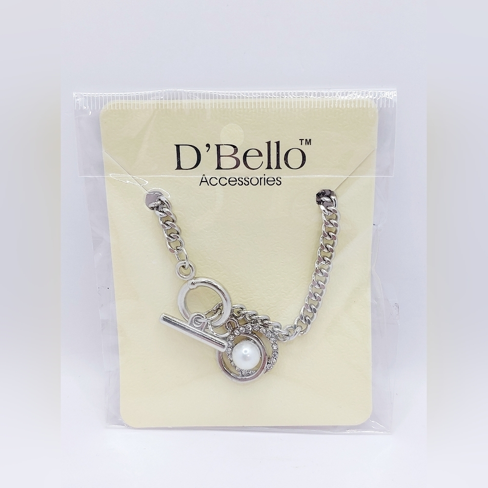 D'Bello Accessories Silver Bracelet with Faux‎ Pearl accent
